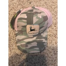 Mujer&apos;s Pink Camouflage John Deere Baseball Mesh Hat Snap Closure  eb-57366691